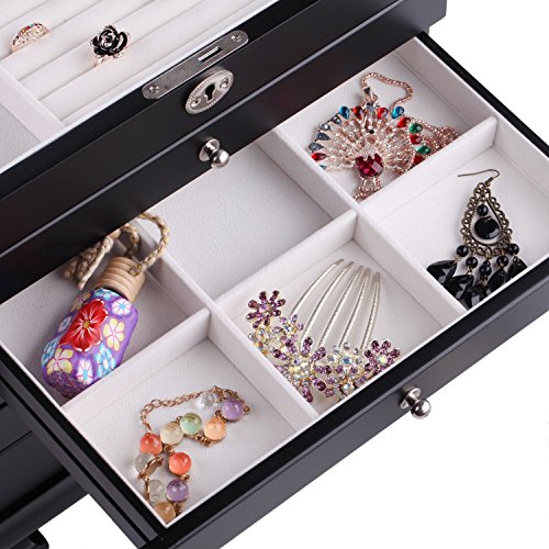 ROWLING Schmuckkasten Holz schmuckschrank Schmuckkoffer mit 5 Schubladen Schmuckkästchen Schatulle MG0160BK - 6