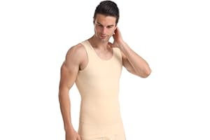 Vphancy Camiseta Reductora Hombre Compresión, Camisetas Interiores Tirantes, Fajas Moldeadora Adelgazantes - Alta Elasticidad para Comprimir Pecho Abdomen y Cintura