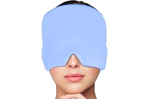 ‎YFCVIP Migräne Mütze, Kopfschmerz Kühlmütze Eis Maske Wärme | Kältetherapie Kühlmaske für Geschwollene Augen und Nebenhöhlenentzündung, Bequeme Migränemaske (Blau)