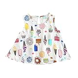 JUTOO Kinder Kid Girls Ice Cream Sleeveless Weste Prinzessin Casual Dress Clothes (Weiß90)