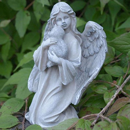 Tiergrab Grabengel mit Katze auf Arm schlafend. Höhe 12,5cm - 5