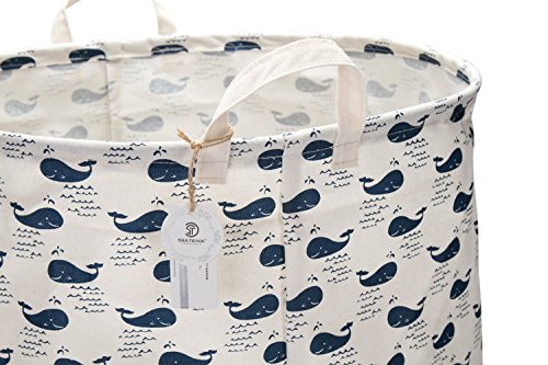 Sea Team 21.7″ Maxi-Bettwäsche und Baumwollgewebe Folding Kinderwäschekorb Eimer Zylindrische Burlap Leinwand-Speicher-Korb mit dem wasserdichten PE-Beschichtung Futter - 5