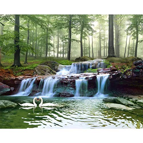 Mkkwp Papel Tapiz Personalizado Bosque Arroyo Cascada Bosques Pintura De Paisaje Sala De Estar Tv Fondo De La Pared Papel Tapiz 3D-250cmx175cm