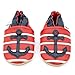 Soft Leather Baby boy Shoes with Suede Soles by Dotty Fish Red and Blue Anchors Unisex - 12-18 months