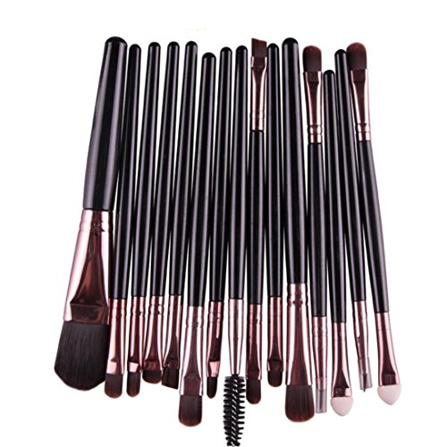 Tonsee 15PCS/Set Brosse Pro Makeup Brush Tools Make-up Toiletry Kit Wool Makeup Brush (Black + Coffee)