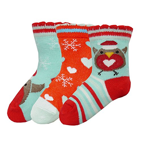 Infant Girls's 3 Pack Christmas Socks - 3-5 1/2