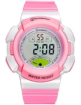 Kind] Elektronische uhren Wasserdicht Leuchtend Studenten sehen Bewegung Digitaluhren Rubber Pin buckle armband-A