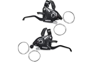 BESNIN Manette de Vélo Frein de Vélo 3x7/3x8 Vitesses, Combinaison de Levier de Frein et de Vitesse, Shifters de Rechange pour Bicyclette (3×8 Vitesses)