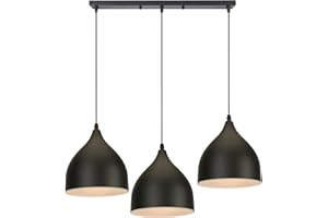 WOTTES Lampadario a Sospensione, Lampadario soggiorno, Lampadario camera da letto,Lampadario soggiorno moderno,Lampadario cucina,Adatto per lampadine E27 (Rettangolo lungo, Nero)