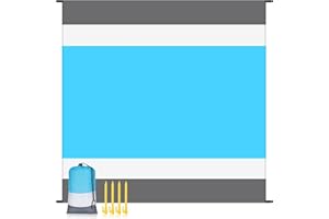 JIGUOOR Beach Mat, Large Waterproof Beach Blanket Sandproof Beach Mat Rug 118 x 108Inch with 4 Fixed Nails, Camping Blanket for Beach, Camping, Hiking, Picnic, Grass Trips