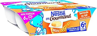Nestlé NESTLE Lot de 6 mini pots de semoule au lait P'tit Gourmand - Des 6 mois - 6 x 60g