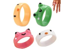 Danlai 4pcs Süßes Lächeln Frosch Ringe Lustige Persönlichkeit Cartoon Tierhuhn Frosch Ring Schmuck Für Frauen Mädchen