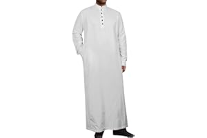 YAOHUOLE Herren Kaftan Langarm Thobe Herren Langarm Kaftan Herren Lang Seite Split mit Taschen Universal Fit