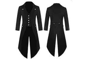 RIKAY Gothic Tailcoat Men's Halloween Coat Medieval Steampunk Button Up Jacket Victorian Vintage Cosplay Halloween Costumes Renaissance Embroidery Coat Party Cosplay Pirate Vampire Gentleman Costumes