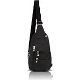 Unisex Siyah &Ccedil;apraz Askılı &Ccedil;anta G&ouml;ğ&uuml;s &Ccedil;anta &Ccedil;ok B&ouml;lmeli G&uuml;nl&uuml;k Omuz &Ccedil;anta Bodybag