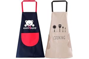 CRAZY BEAN Crzay Bean 2 Packs Tablier De Cuisine Avec Poches Tablier De Cuisine ImperméAble Tablier Barbecue Homme Femmes Pour Cuisine Barbecue Restaurant Jardin Serveurs