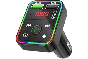 CRUST Handsfree Call Car Charger,Wireless Bluetooth FM Transmitter Radio Receiver,Mp3 Audio Music Adapter,Dual USB Port Charger Compatible for All Smartphones (New Black)