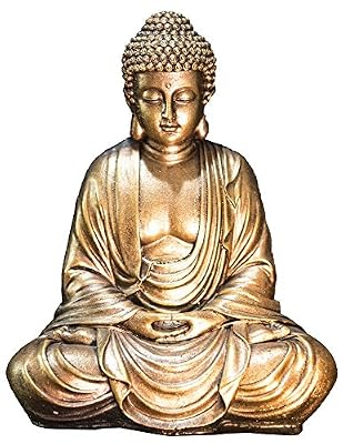 Zen'Light Statue Bouddha, Résine, Or, 16 x 10 x 20 cm