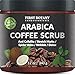 First Botany Cosmeceuticals Natural Arabica Coffee Scrub 12 Oz. With Organic Coffee, Coconut And Shea Butter - Best Acne, Anti Cellulite And Stretch Mark Treatment, Spider Vein Therapy