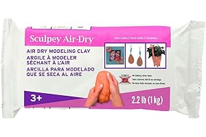 Sculpey Air-Dry™ Terra Cotta, ungiftig, lufttrocknender Ton, 1 kg Stange ideal für Modellierung, Modellierung, Urlaub, Handabdrücke, Heimwerker und Schulprojekte. Perfekt für alle Schwierigkeitsgrade.