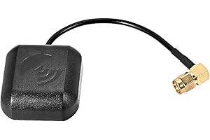 sourcing map GPS Active Antenna 90-Degree SMA Male Plug 28dB Aerial Connector Cable Magnetic Mount 0.1 Meter