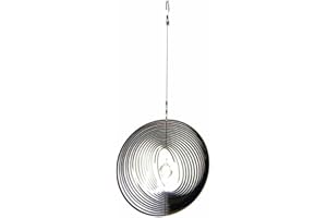 SK STYLE Hanging Stainless Steel Garden Wind Spinner Sun Catcher Crystal - Large Round