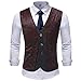 Produktbild Cloom Herren Einreiher/Zweireiher mit Knöpfen Weste Anzugweste Businessweste V-Ausschnit Geschäftsweste Business Hochzeit Vintage Kurzweste Slim Fit Anzug Herren(Weinrot,Medium)