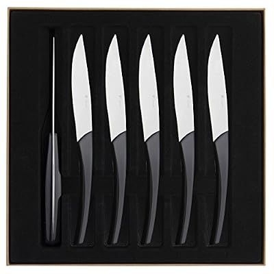 DEGRENNE - 205888 - Quartz - Coffret de 6 - Couteaux à Steak Lame Scie - Gris Carbone