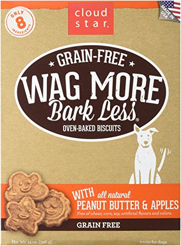 Cloud StarCorp, Wag More Bark Less Grain Free Oven Baked Peanut Butter & Apples Dog Biscuits