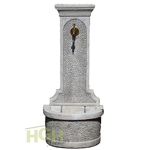 Wandbrunnen Elba Becken Wandteil 1/2" Messing Wasserhahn Steinfigur Gartendekoration Wasserstelle Zapfsäule (alt patiniert)