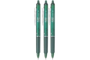 Pilot Green Frixion Clicker Retractable Fine Rollerball Erasable Pens Pen 0.7mm Nib Tip 0.35mm Line BLRT-FR7 (Pack Of 3)