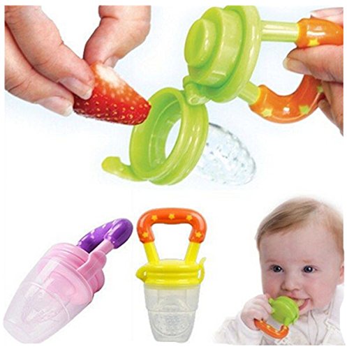 Vale® NEW Baby Nutritionist Recommended Colourful Baby Fresh Food Feeder Nipple Pacifier Nibbler Safe Feeding Tool,Fresh Juice Feeder Feeding Tool(Color will be sent at random)- Size L