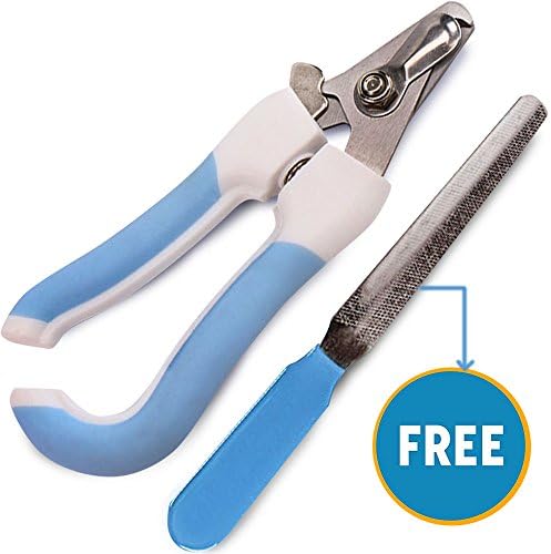 Dog Nail Clippers and Trimmers - Grooming Clipper - Best for Large or Medium Size Dogs with Safety Guard - Prevents Overcutting - Razor Sharp Stainless Steel - Non Slip Ergonomic Handles cat nail clippers with Free Nail File Suitable (Blue)