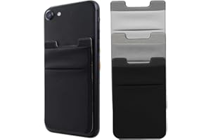 KQNM Lot De 3 Auto-Adhésif Porte Carte Telephone，Pochette Carte Bancaire，Poche Arrière pour Autocollante pour Téléphone Portable—（Noir，Blanc，Gris）
