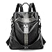 Produktbild JIAQING Mode PU Rucksack Womens Mini Schultern Tasche Schulrucksack Doppel Reißverschlüsse Niet,Black-onesize