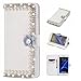 Produktbild SevenPanda Samsung S7 Handyhülle, Luxus 3D Bling Crystal Strass Geldbörse Leder Geldbörse Flip Card Pouch Stand Cover Case mit Glänzenden Diamanten Perlen für Samsung Galaxy S7 - Perle Kette