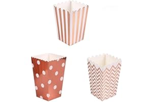PALMFOX 36 Pcs Popcorn Boxes Carton Popcorn Papier Sacs Petit Snack Bonbons Conteneurs pour Kid Mariage Fête d'anniversaire Décoration (Rose Gold)