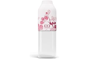 MONBENTO - Butelka na wodę MB Positive M Magnolia 500ml - szczelna butelka na wodę idealna do pracy, podróży, sportu lub do wsunięcia do torebki - wolna od BPA - bezpieczna dla żywności - różowa - kwiaty