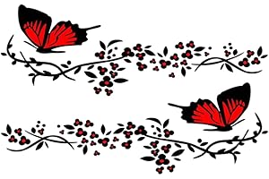 AUBLINTO 2 piezas Pegatina Flores de mariposa para coche,pegatinas de rayas para capó de coche pegatinas de vinilo para el cuerpo del coche Pegatinas reflectantes para decoración de parabrisas