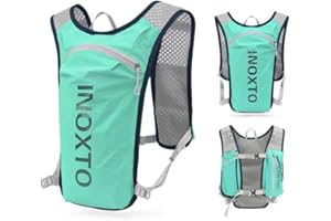 INOXTO Zaino da Corsa 5L - Leggero Zaino Idratazione con Strisce Riflettenti,Rete Traspirante per Outdoor, Maratona, Ciclismo, Alpinismo, Uomoe Donna