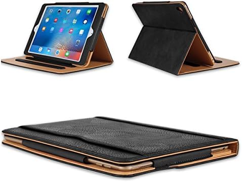 New iPad 9.7 2017 case Leather Folio Multiple Viewing Angles Card Pocket Stand Case for Apple iPad 9.7 inch 2017.Also suitable for AIR / AIR2(2014-2016) - (Black)
