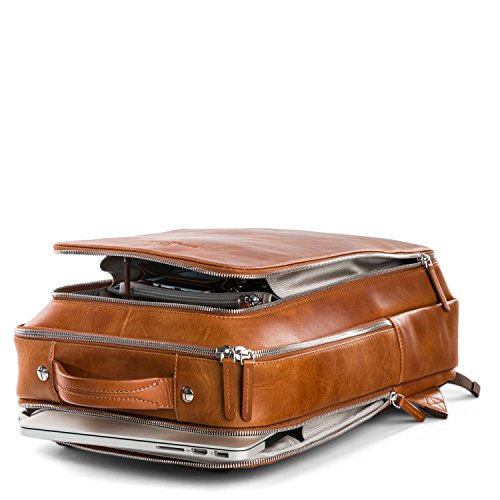 OFFERMANN Lederrucksack Backpack for Men klassisch minimalistisch inklusive 15 Zoll Laptopfach 13 Liter braun