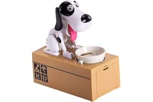 LUFEIS Hungriger Hund Spardose, Hundesparschwein, Hungrige Spardose Kinder Spardose Hund Frisst Geld, Süße Hunde Stiehlt Münzen Wie Magische Münze Knabbert Spardose Geburtstagsgeschenk für Kinder-Weiß