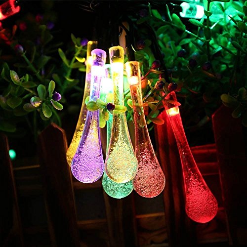 Uping® Solar Lichterkette 30er led Wassertropfen für Party, Garten, Weihnachten, Halloween, Hochzeit, Beleuchtung Deko in Innen und Außenbereich usw. Wasserdicht 6,5M mehrfarbig - 5