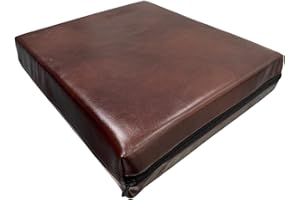 Top Style Collection Dark Brown Faux Leather Fabric Seat Cushions for Sofa Dining Games Office Chair Seat Pads Replacement Luxury Feel Like Leather Premium Memory Foam Insert (22” x 22” x 4”)