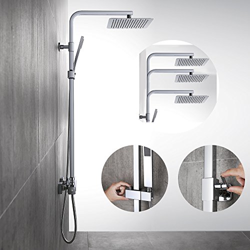 Homelody inkl. Thermostat Duschset Chrom eckig Duschsystem Duscharmatur Überkopfbrause Regendusche Handbrause Regenbrause mit Duschpaneel - 4