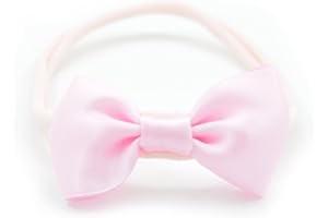 PrettyBoutique Baby Girls Satin Bow Soft Skinny Elastic Nylon Headband Hair Band Accessories