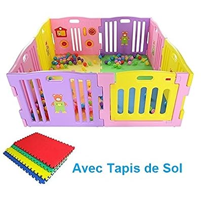 MCC Parc Rose pour bébés à 8 côtés avec panneau d'activités & tapis de sol