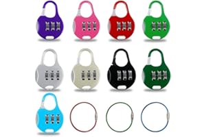 KIJUH Mini Lucchetto Armadietto, 9 Pezzi Lucchetto Combinazione Regolabile a 3 Cifre, Lucchetto Palestra Per Zaini, Borse, Valigie, Borse Sportive