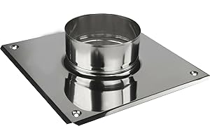 swettews Edelstahl Rauchrohr Ofenrohr Abgasrohre Kaminaufsatz Ofenknie Rosette Regenhut Rohr Bogen T-Stück Kaminhaube Grundplatte (DN 100 mm, Grundplatte)